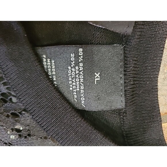 Nina Leonard Cardigan Sweater Crop Open Front Black Long Sleeve Sz XLarge - Picture 5 of 7